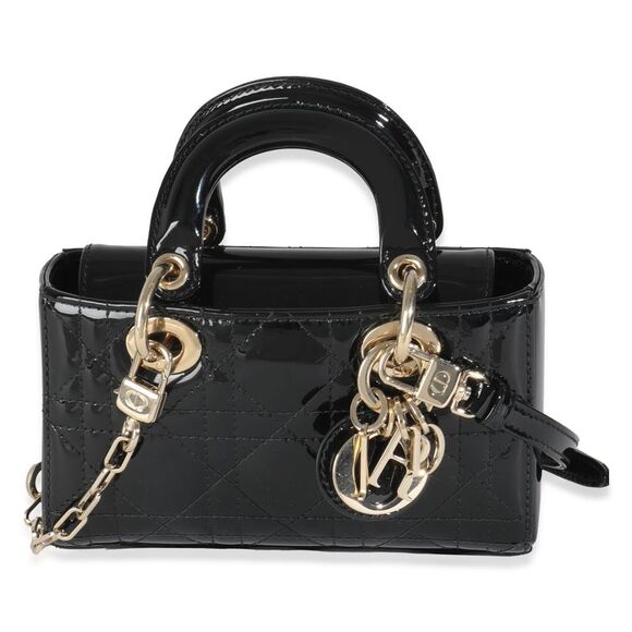 Dior Handbags - Christian Dior Black Patent Cannage Micro D-Joy